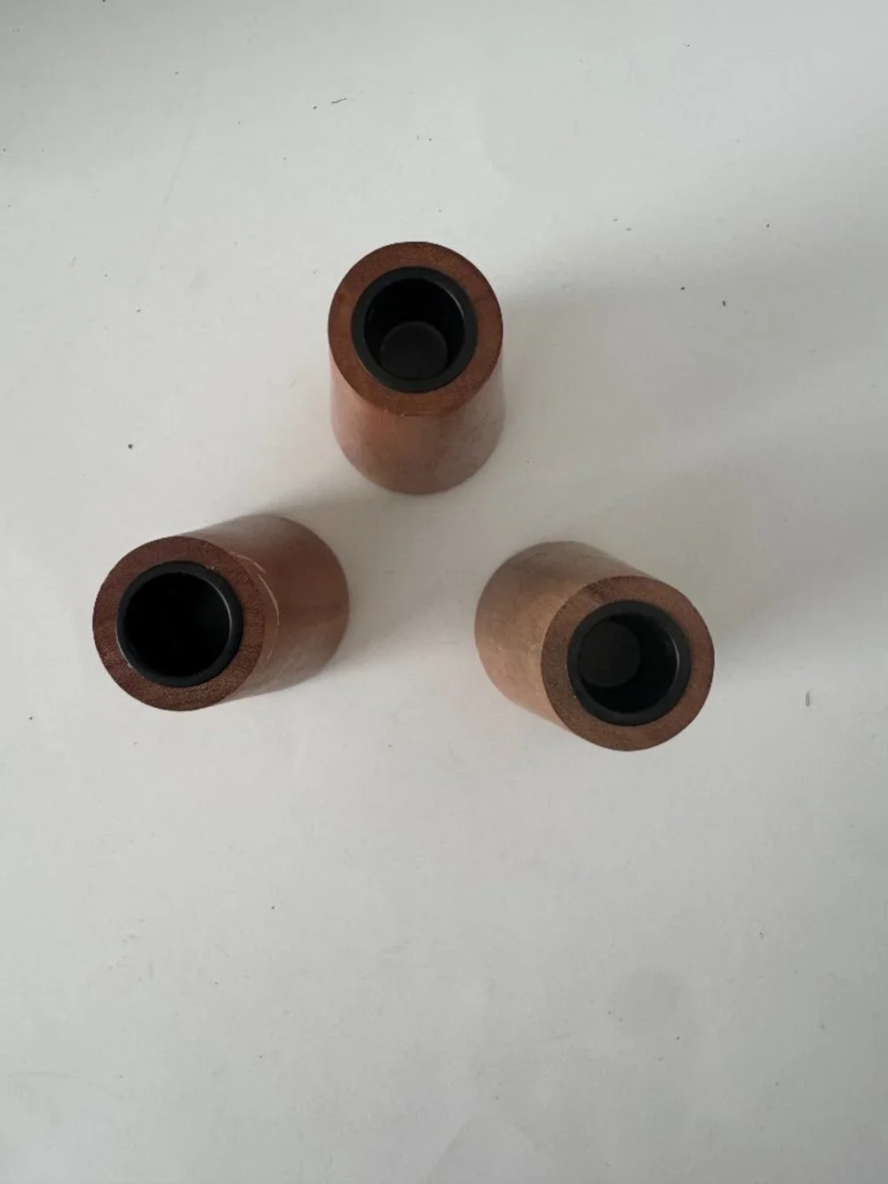 Crate&Barrel Wood Taper Candle Holder Set of Three 4 Inch 285-743